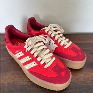 adidas Samba Platform Sneakers in Bright Red and Cream